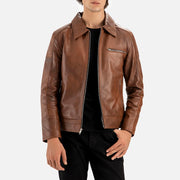 Calabria Brown Leather Biker Jacket - image 5