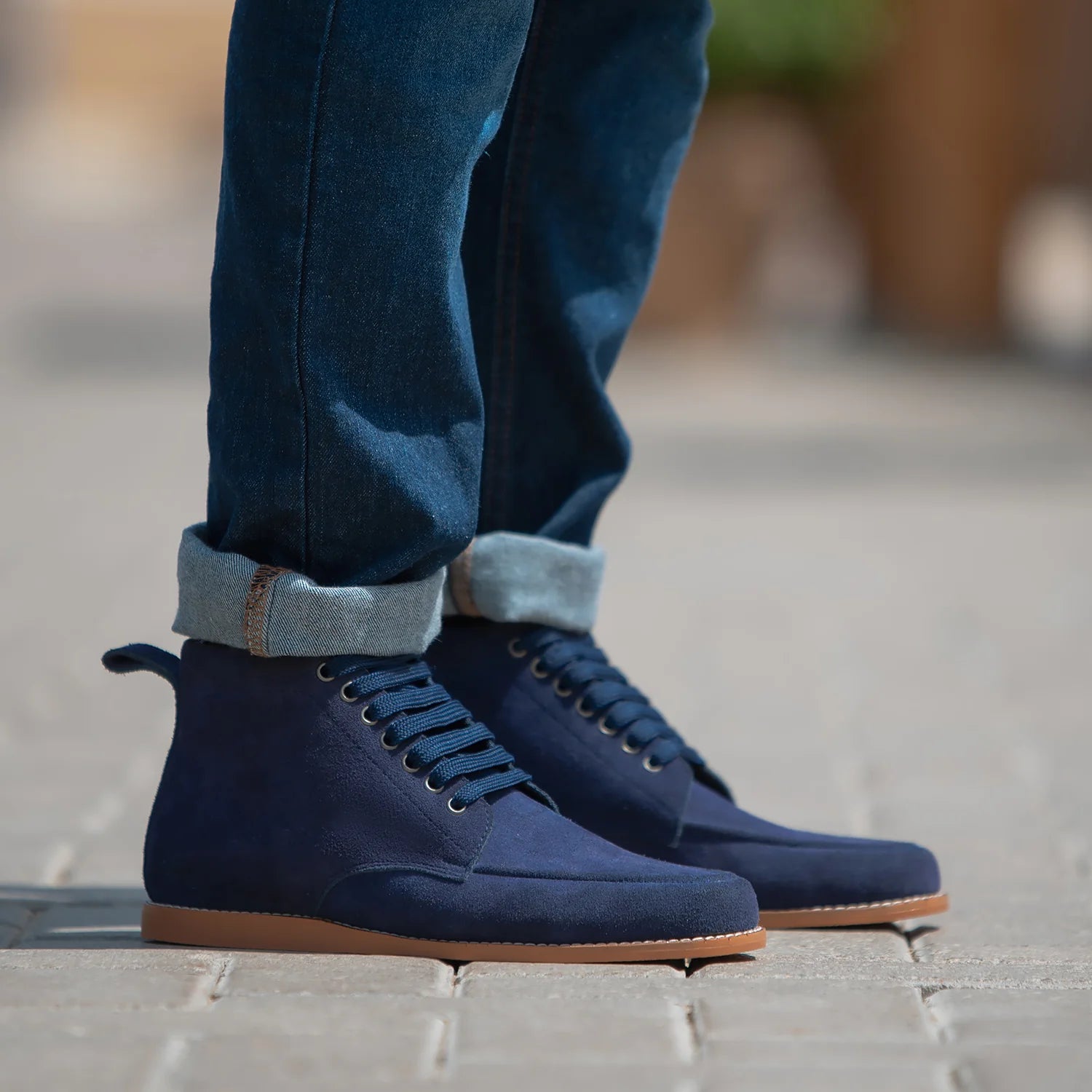 Orlaven Bearman Moc Toe Blue Suede Boots footwear image 8