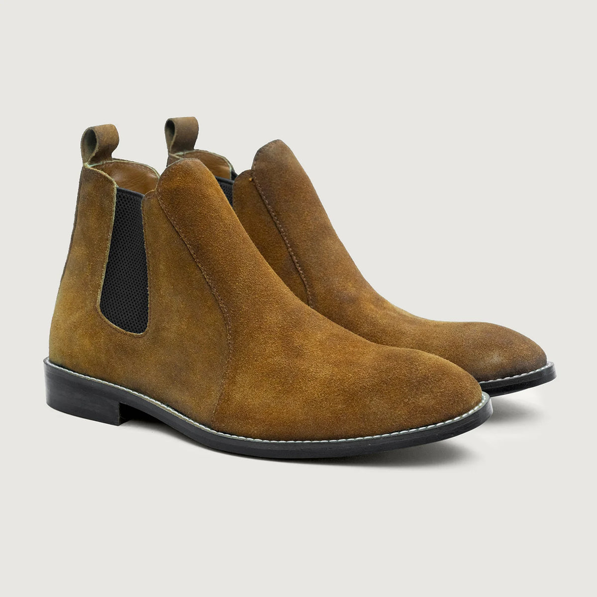 Clarkson Chelsea Brown Suede Leather Boots - StudGuard in Brown Goatskin Suede - Lateral Side Profile View
