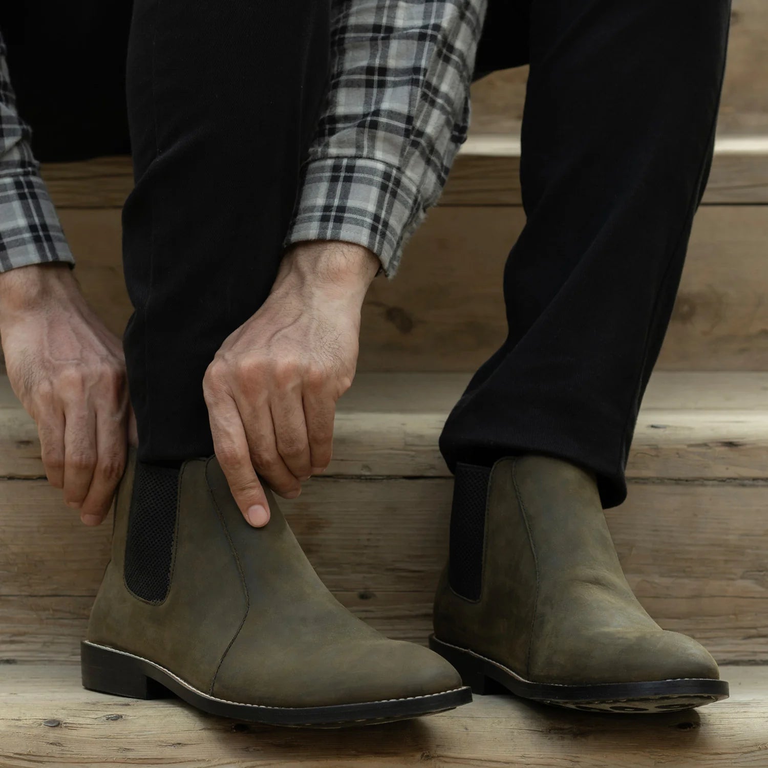 Orlaven Clarkson Chelsea Olive Pullup Leather Boots - StudGuard footwear image 10