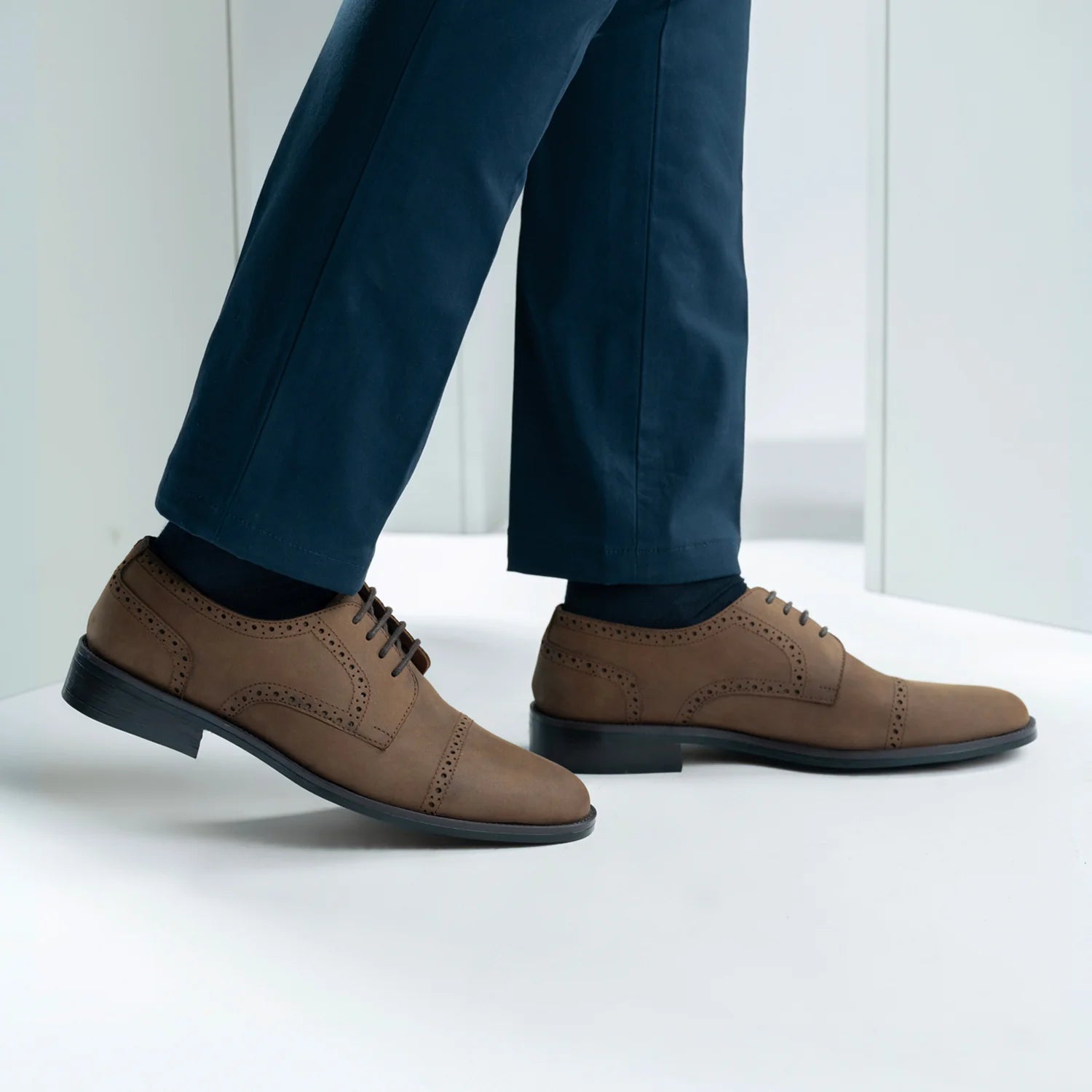 Orlaven Dirk Brogues Derby Brown Oil Pullup Leather Shoes - StudGuard footwear image 9