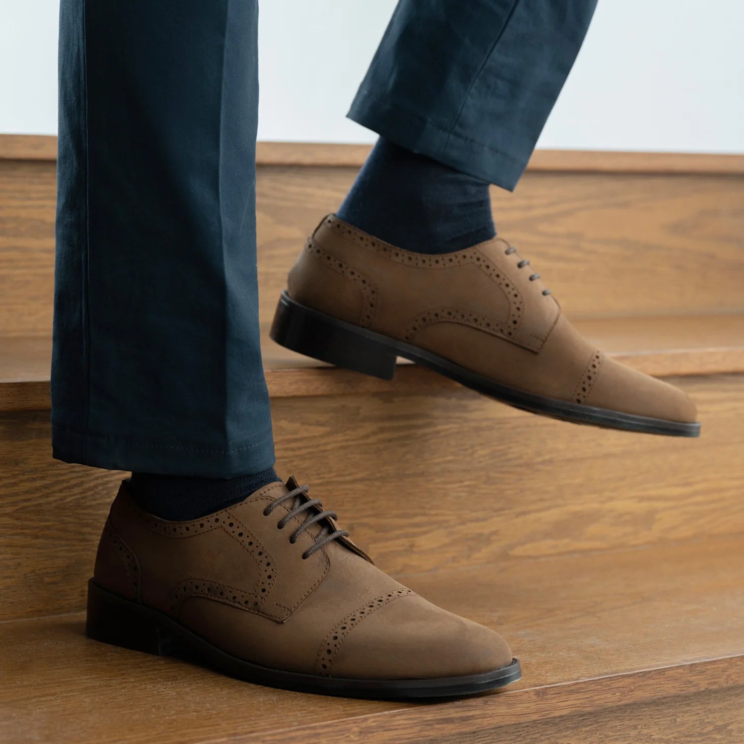 Orlaven Dirk Brogues Derby Brown Oil Pullup Leather Shoes - StudGuard footwear image 8