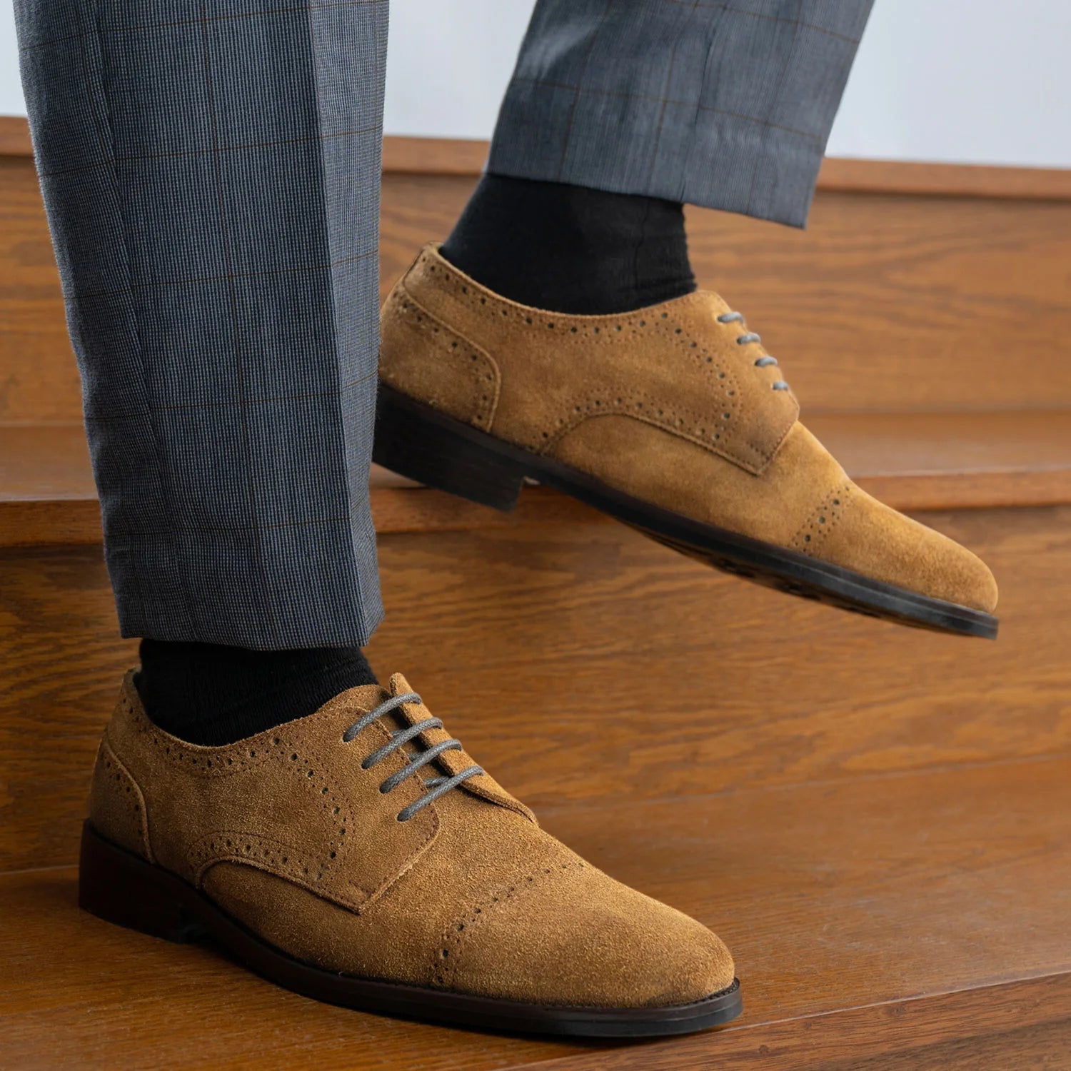 Orlaven Dirk Brogues Derby Brown Suede Leather Shoes - StudGuard footwear image 9