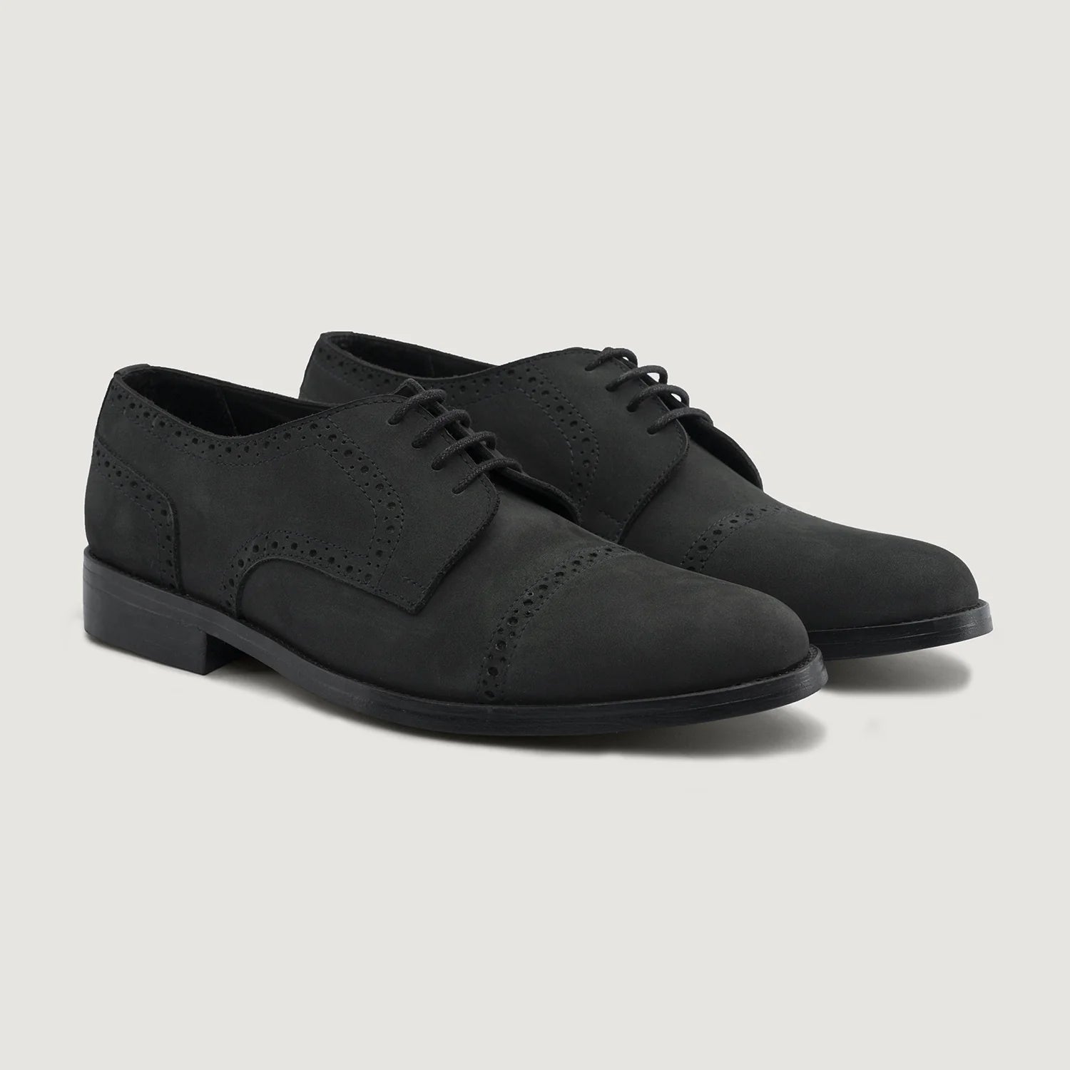 Orlaven Dirk Brogues Derby Matte Black Nubuck Leather Shoes - StudGuard footwear image 1