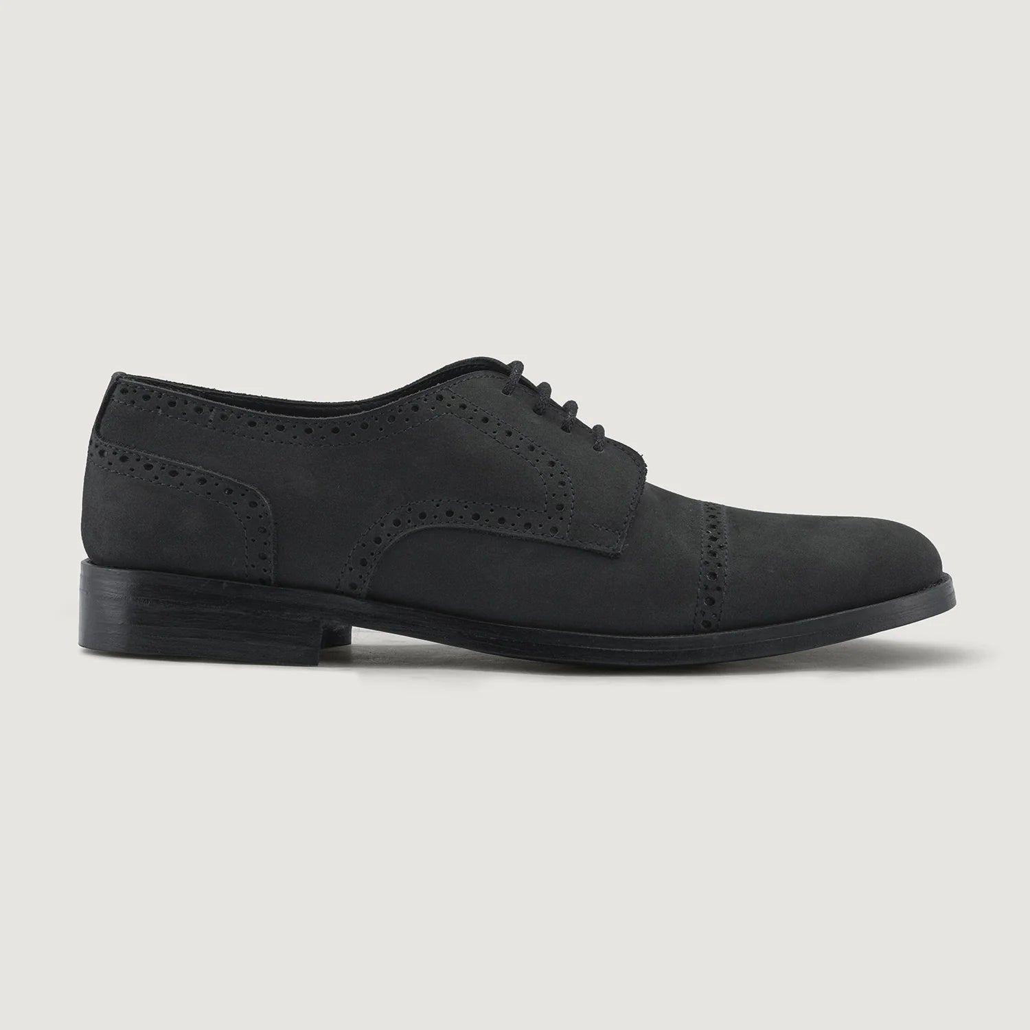 Orlaven Dirk Brogues Derby Matte Black Nubuck Leather Shoes - StudGuard footwear image 2