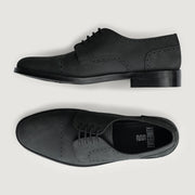 Orlaven Dirk Brogues Derby Matte Black Nubuck Leather Shoes - StudGuard footwear image 3