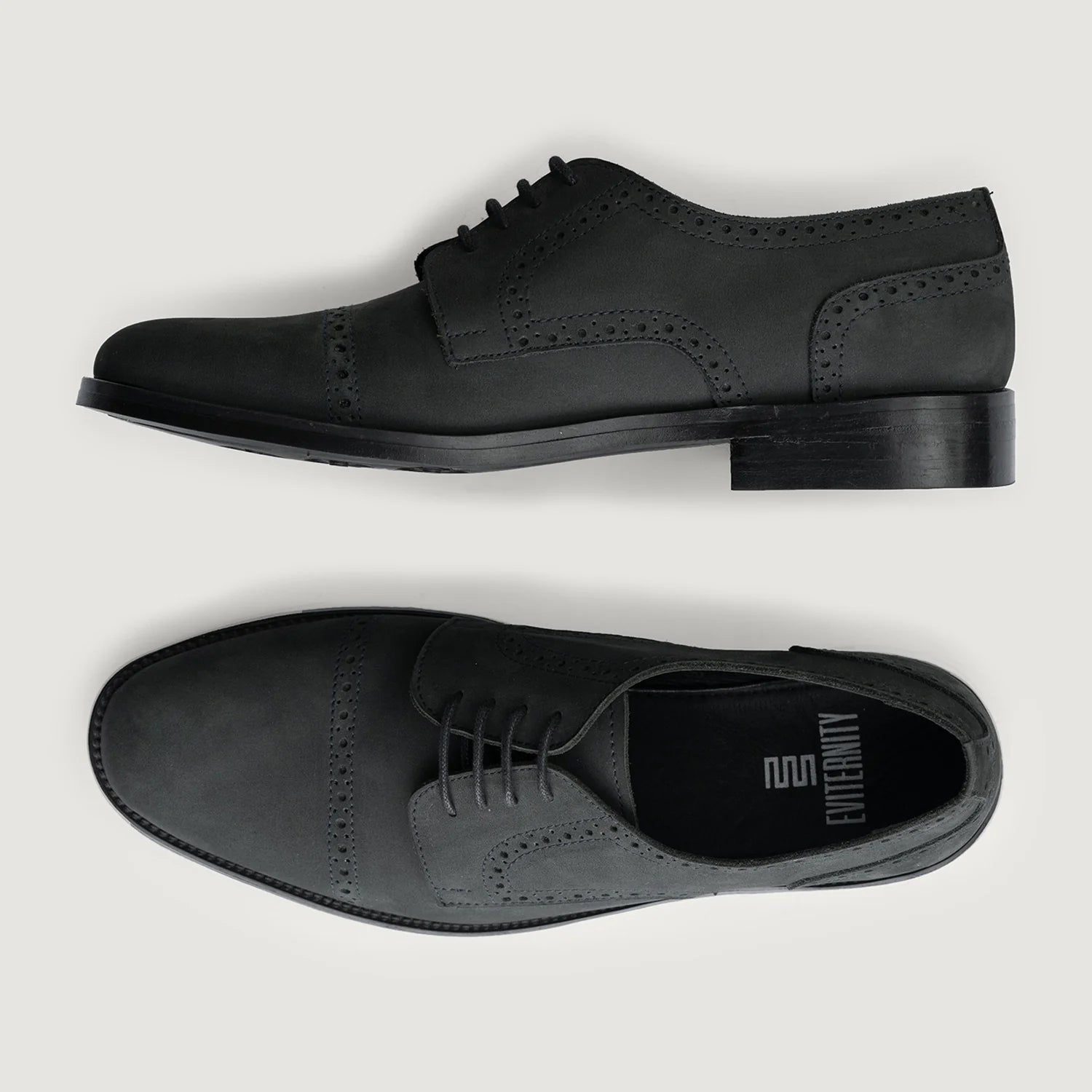 Orlaven Dirk Brogues Derby Matte Black Nubuck Leather Shoes - StudGuard footwear image 3