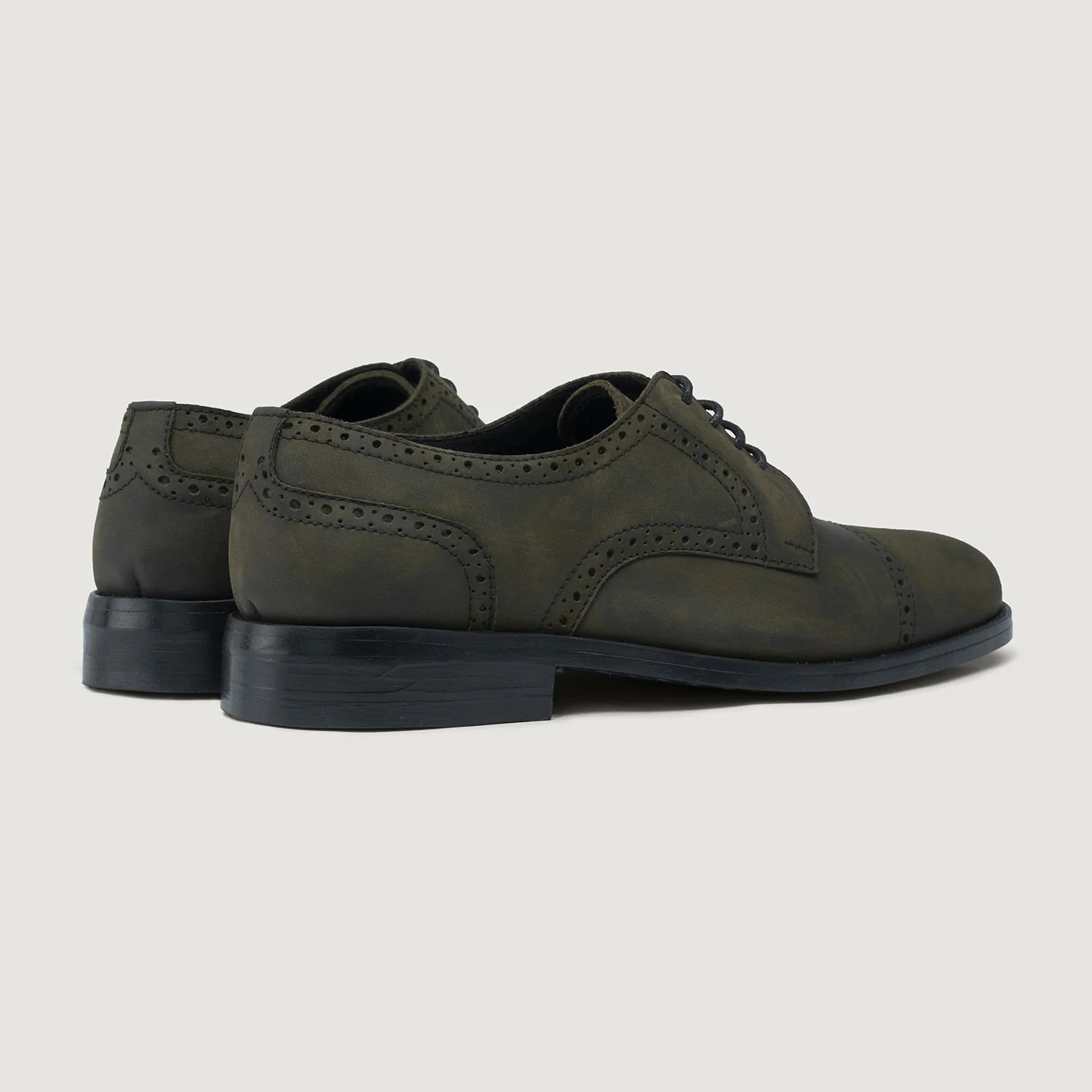 Orlaven Dirk Brogues Derby Olive Oil Pullup Leather Shoes - StudGuard footwear image 4