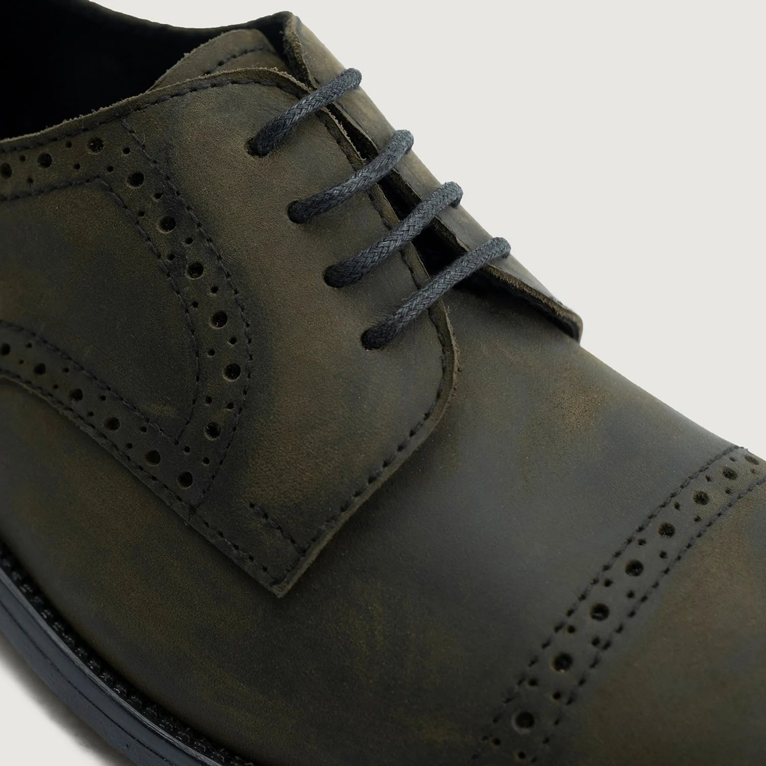 Orlaven Dirk Brogues Derby Olive Oil Pullup Leather Shoes - StudGuard footwear image 5