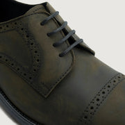 Orlaven Dirk Brogues Derby Olive Oil Pullup Leather Shoes - StudGuard footwear image 5
