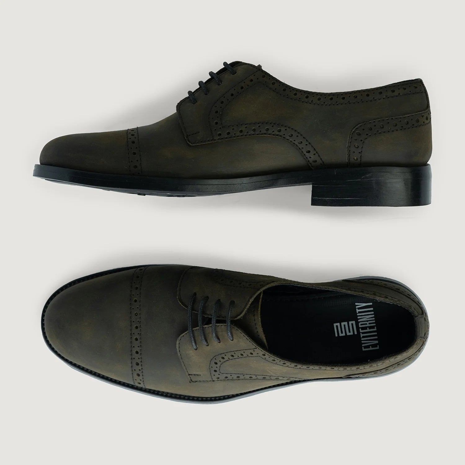 Orlaven Dirk Brogues Derby Olive Oil Pullup Leather Shoes - StudGuard footwear image 3