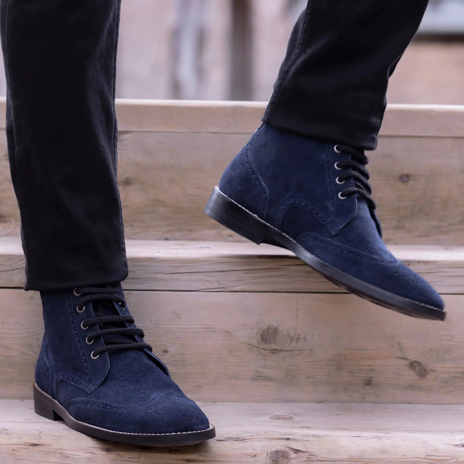 Orlaven Duster Brogues Blue Suede Leather Boots - StudGuard footwear image 9