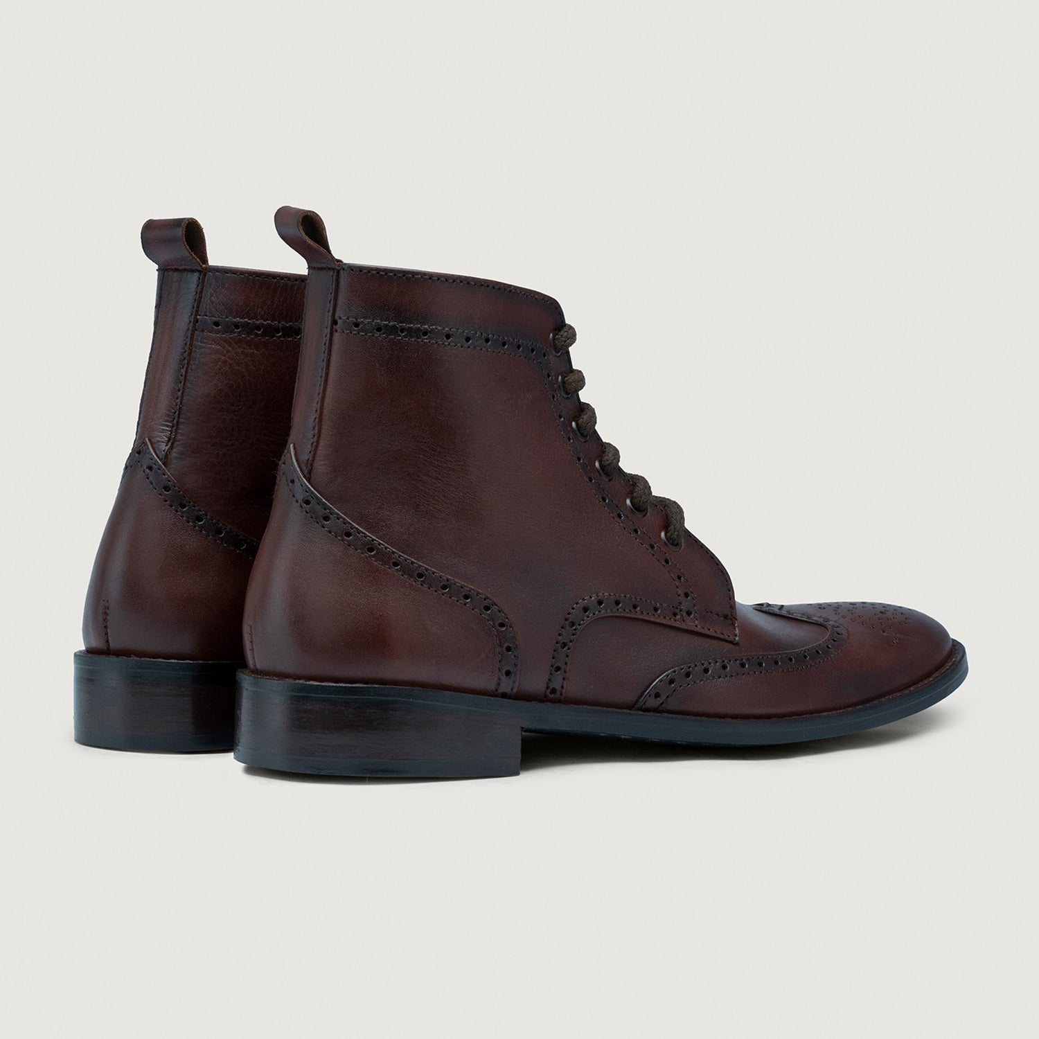 Orlaven Duster Brogues Derby Brown Burnished Leather Boots - StudGuard footwear image 4