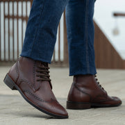Orlaven Duster Brogues Derby Brown Burnished Leather Boots - StudGuard footwear image 8