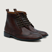 Orlaven Duster Brogues Derby Brown Burnished Leather Boots - StudGuard footwear image 1