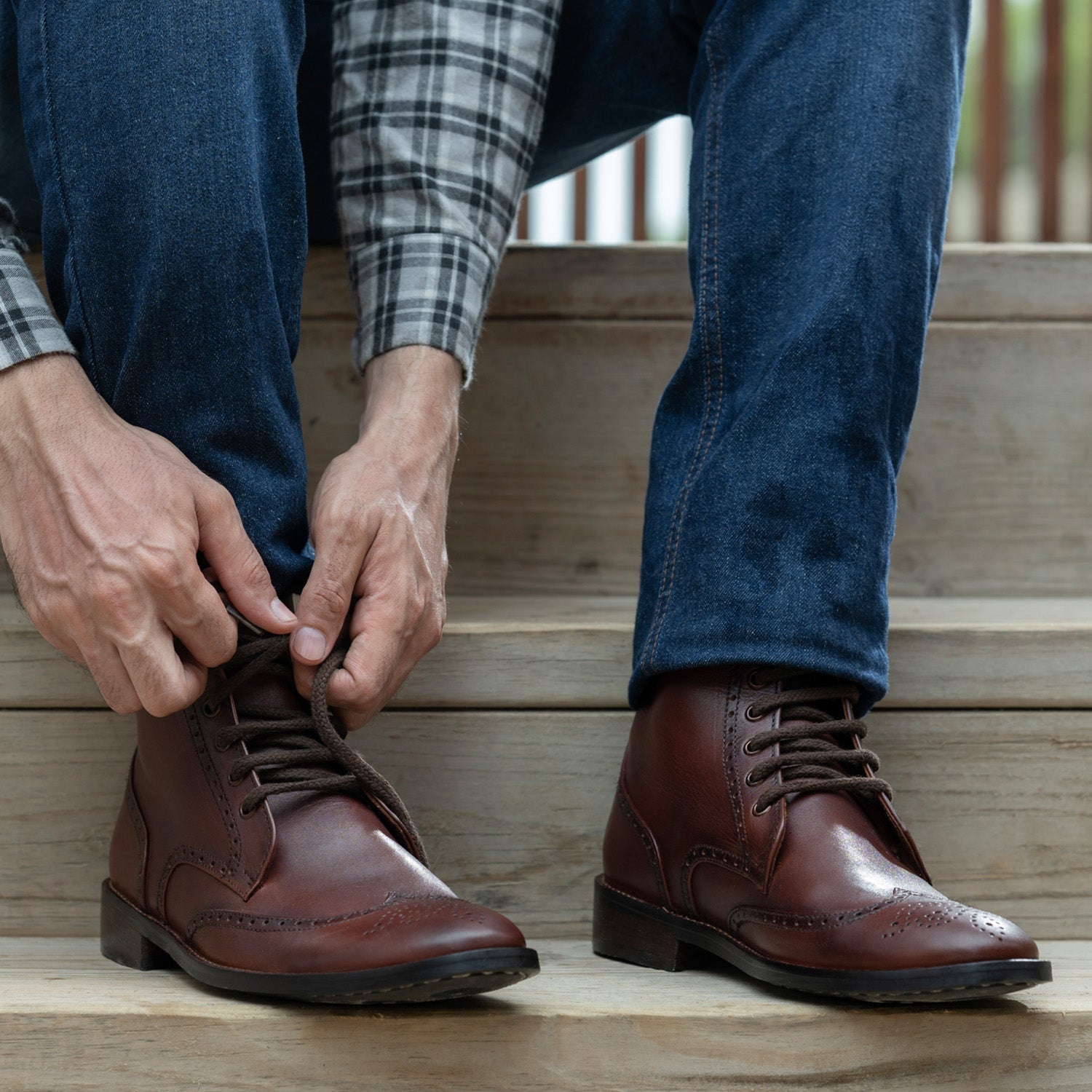 Orlaven Duster Brogues Derby Brown Burnished Leather Boots - StudGuard footwear image 10