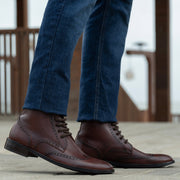 Orlaven Duster Brogues Derby Brown Burnished Leather Boots - StudGuard footwear image 7