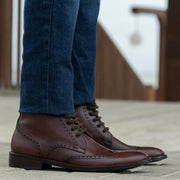 Orlaven Duster Brogues Derby Brown Burnished Leather Boots - StudGuard footwear image 6