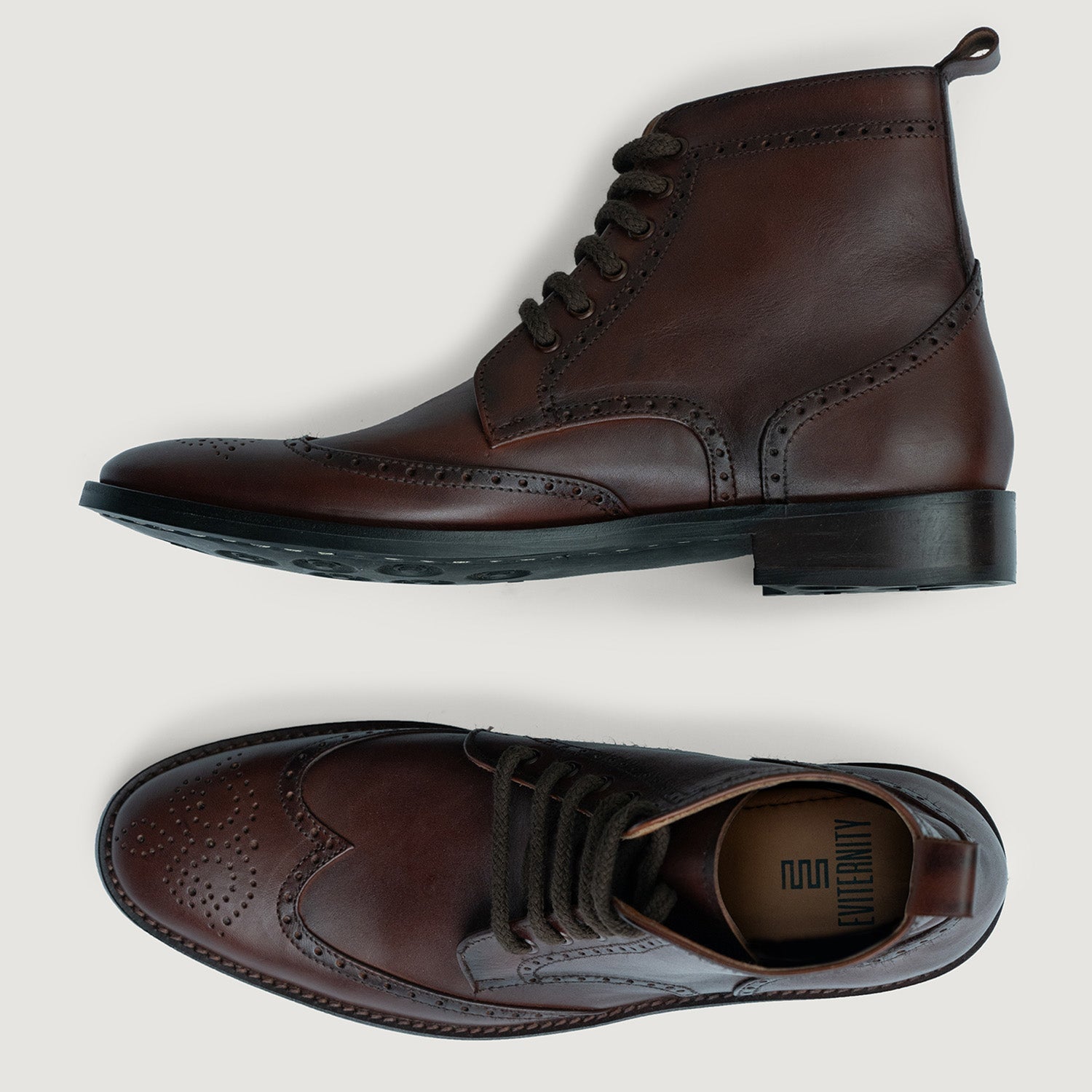 Orlaven Duster Brogues Derby Brown Burnished Leather Boots - StudGuard footwear image 3
