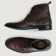 Orlaven Duster Brogues Derby Brown Burnished Leather Boots - StudGuard footwear image 3