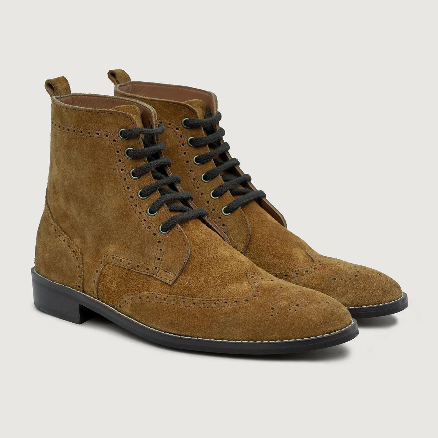 Orlaven Duster Brogues Derby Brown Suede Leather Boots - StudGuard footwear image 1