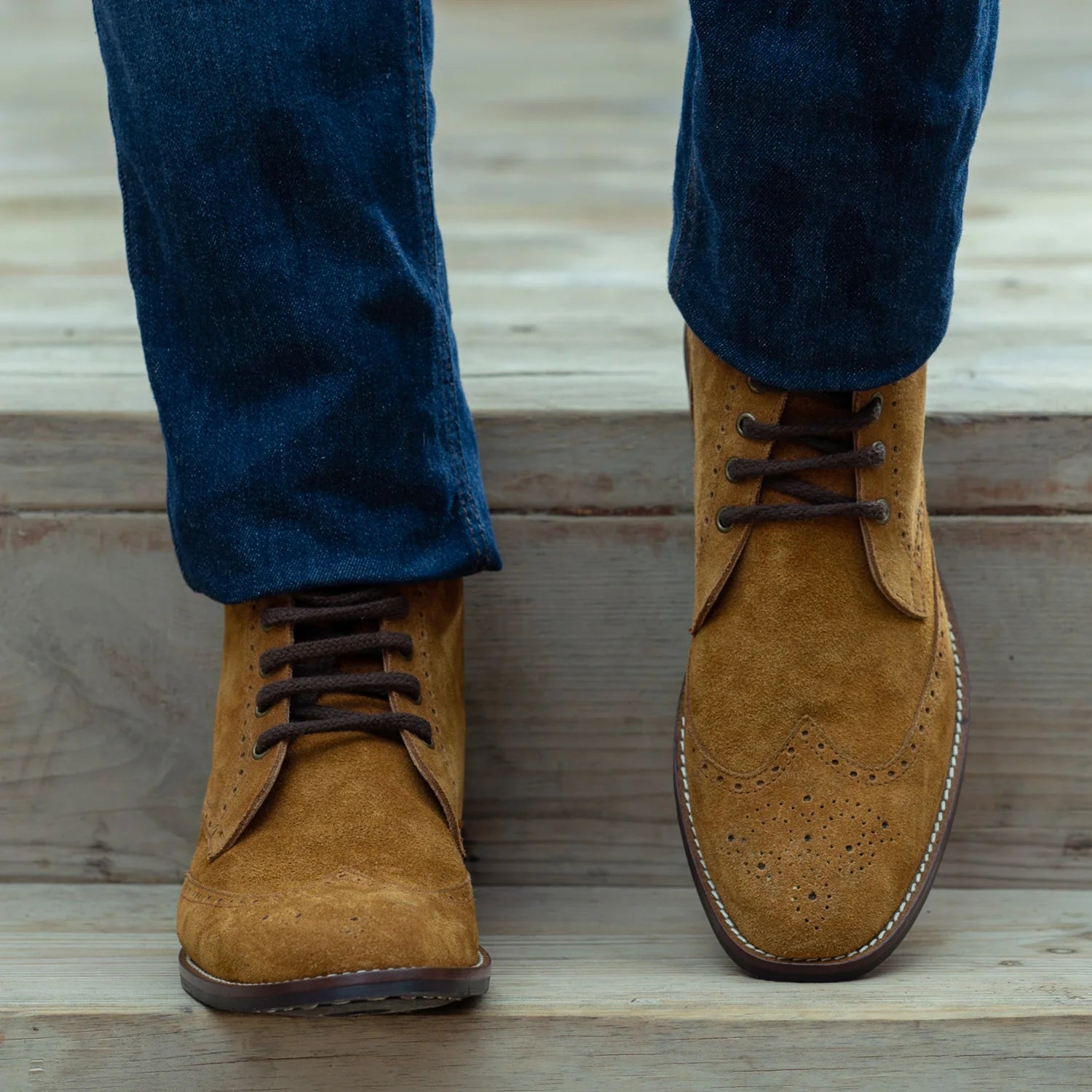 Orlaven Duster Brogues Derby Brown Suede Leather Boots - StudGuard footwear image 5