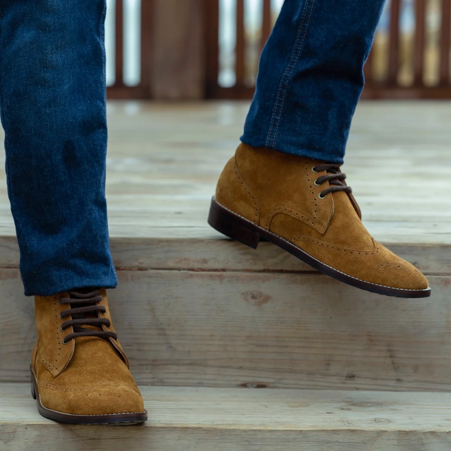 Orlaven Duster Brogues Derby Brown Suede Leather Boots - StudGuard footwear image 9