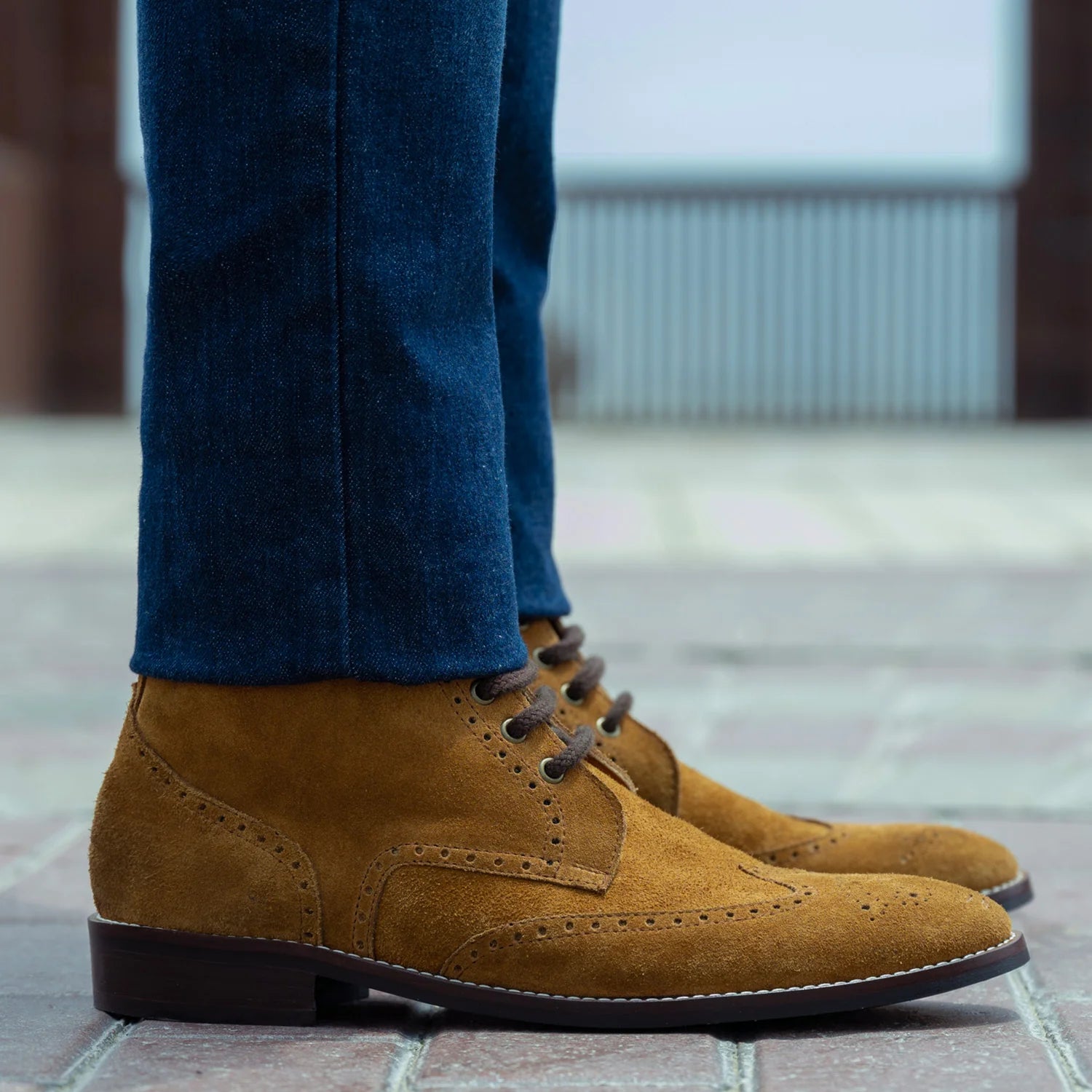 Orlaven Duster Brogues Derby Brown Suede Leather Boots - StudGuard footwear image 6