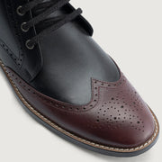 Orlaven Duster Brogues Derby Maroon Black Leather Boots - StudGuard footwear image 4