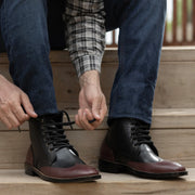 Orlaven Duster Brogues Derby Maroon Black Leather Boots - StudGuard footwear image 10