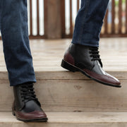 Orlaven Duster Brogues Derby Maroon Black Leather Boots - StudGuard footwear image 9