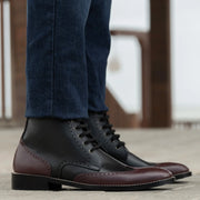 Orlaven Duster Brogues Derby Maroon Black Leather Boots - StudGuard footwear image 6