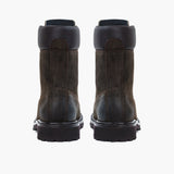 Explorer Dark Olive Suede Leather Boots - Reinforced Heel Counter & Precision Double-Row Stitching Detail