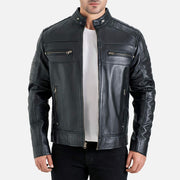 Cagliari Black Biker Leather Jacket - image 1