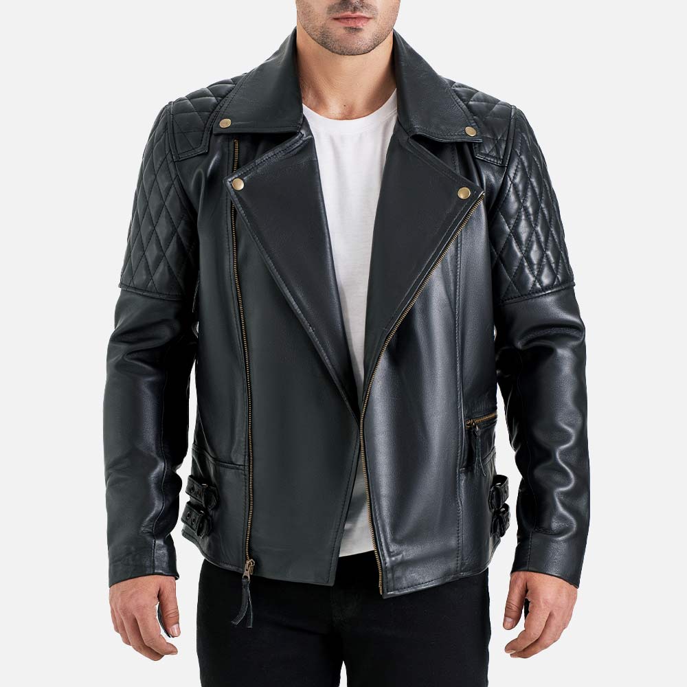 Bari Black Biker Leather Jacket - image 2