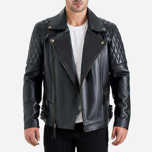 Bari Black Biker Leather Jacket - image 2