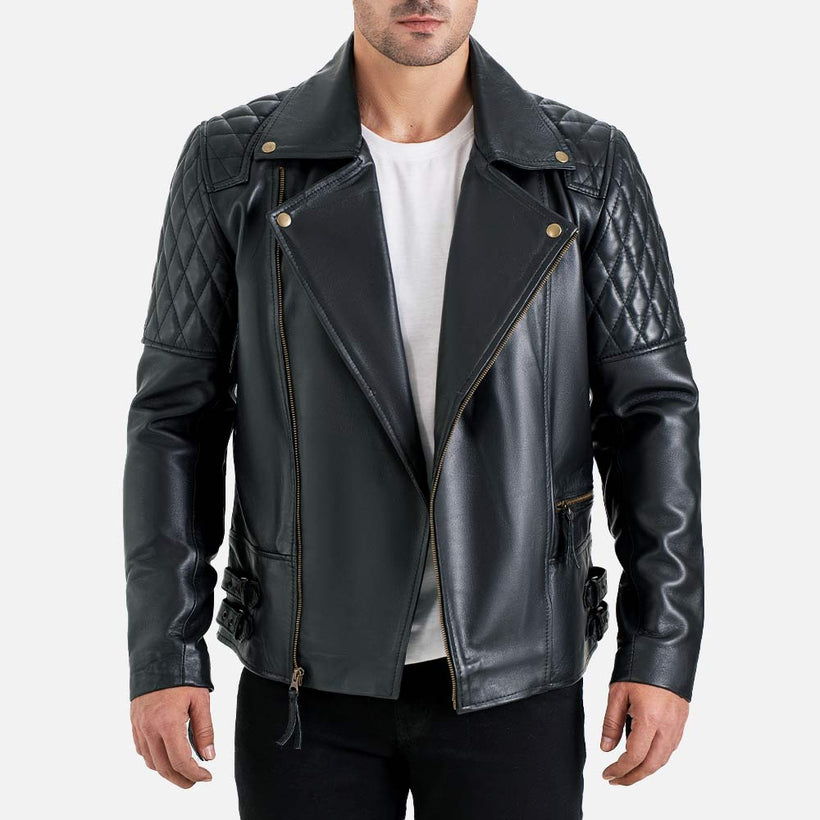 Bari Black Biker Leather Jacket - image 1