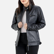 Marmolada Quilted Black Leather Biker Jacket