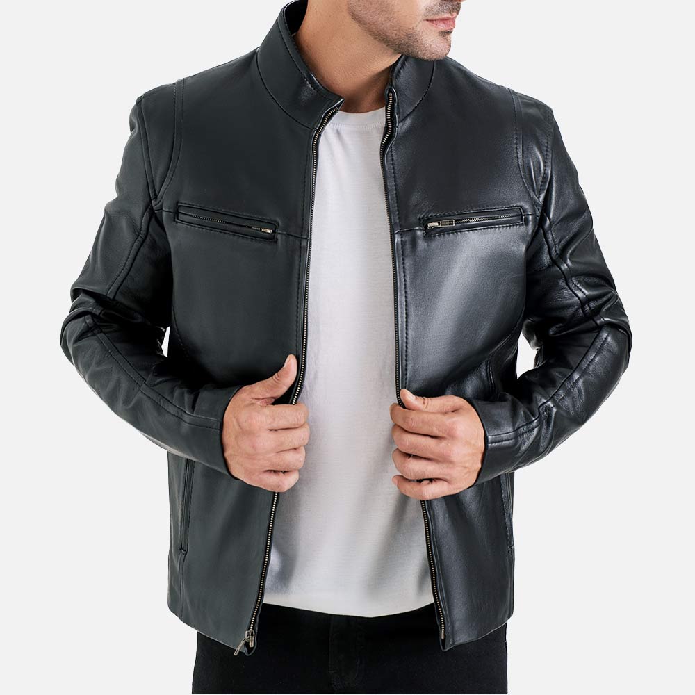 Firenze Black Leather Biker Jacket - image 1