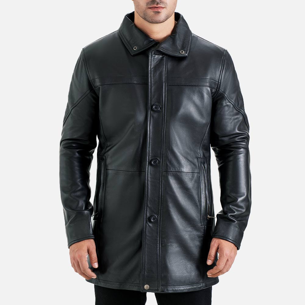 Sardegna Black Leather Coat - image 3