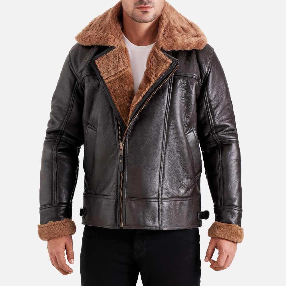 Merano Brown Real Shearling Bomber Jacket - image 1