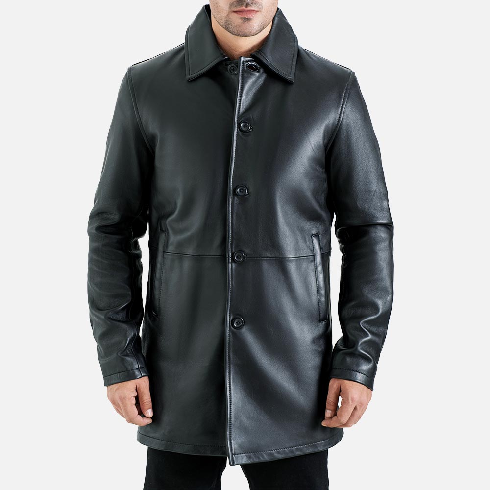Sicilia Black Leather Coat - image 1