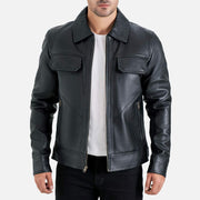 Catania Black Biker Leather Jacket - image 1