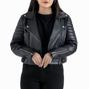 Sorrento Black Leather Biker Jacket