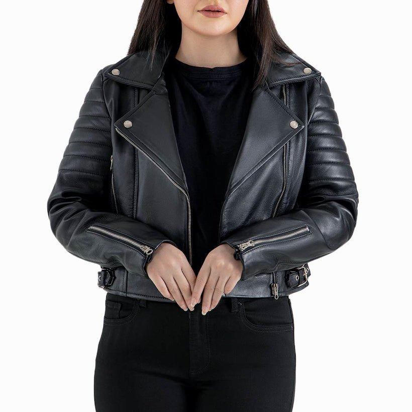 Sorrento Black Leather Biker Jacket
