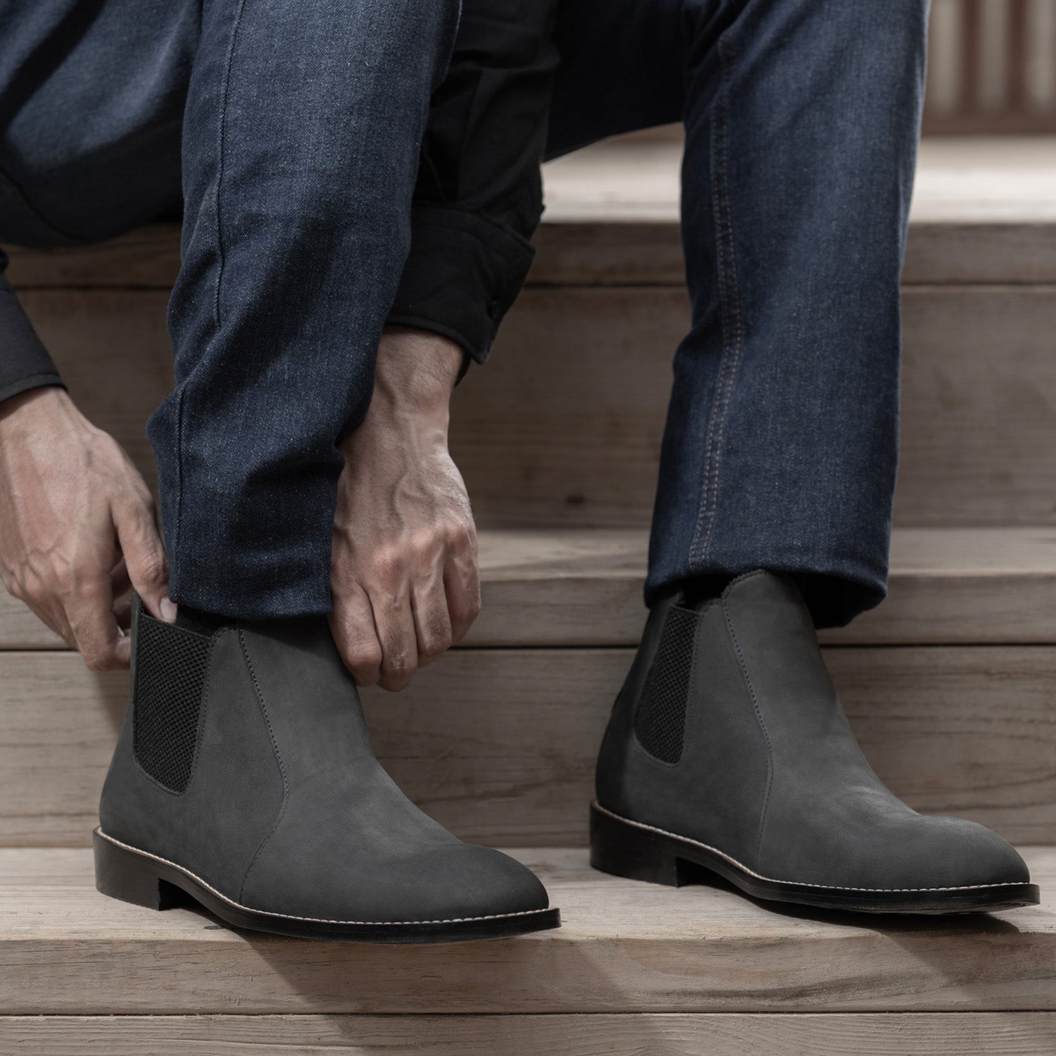 Orlaven Clarkson Chelsea Grey Nubuck Leather Boots - StudGuard footwear image 4