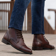 Orlaven Knight Derby Burnished Brown Leather Boots - StudGuard footwear image 8
