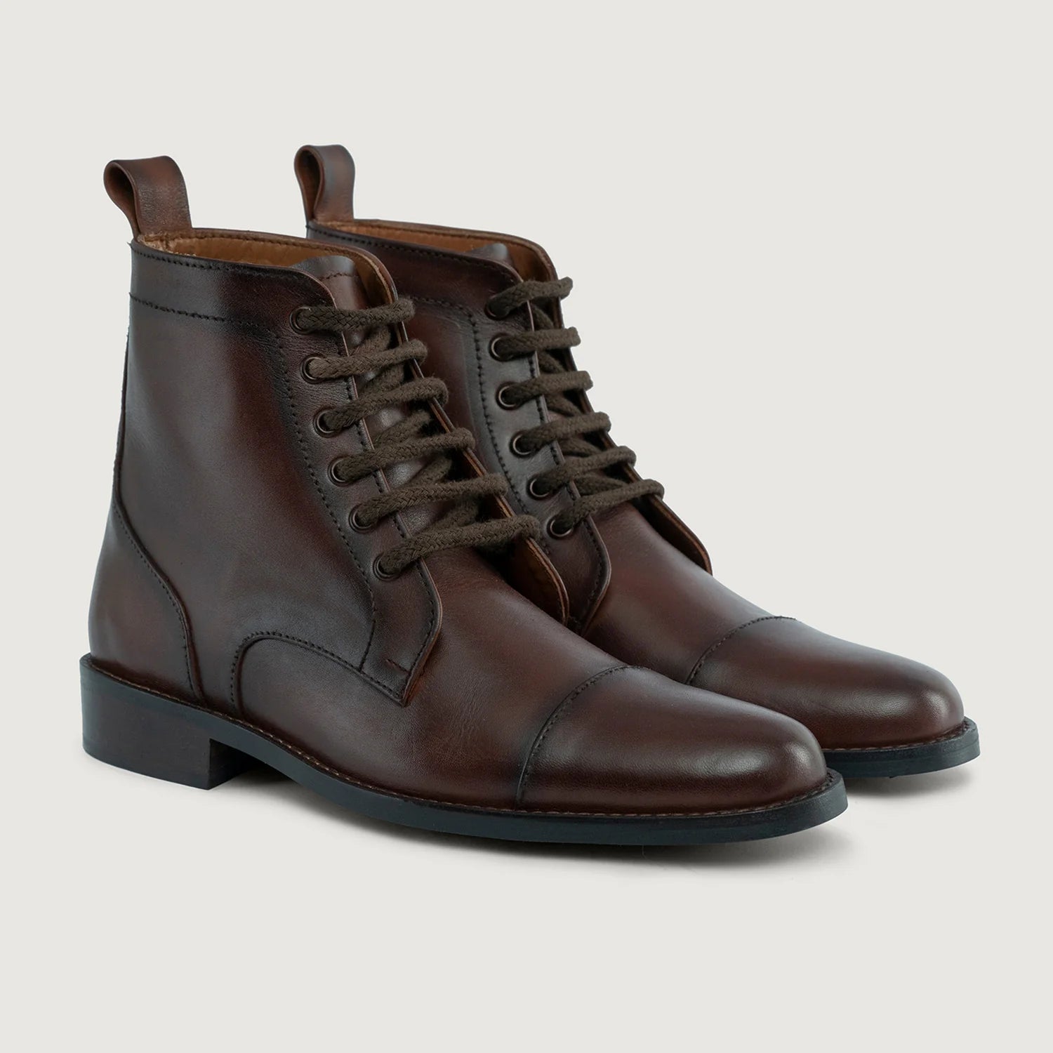 Orlaven Knight Derby Burnished Brown Leather Boots - StudGuard footwear image 1