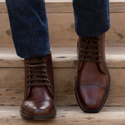 Orlaven Knight Derby Burnished Brown Leather Boots - StudGuard footwear image 6