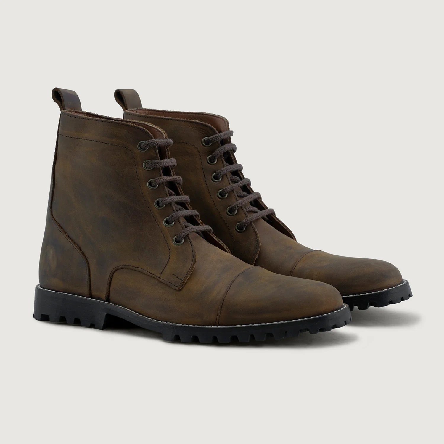 Orlaven Knight Derby Burnt Copper Pullup Leather Boots - TerraGrip footwear image 1